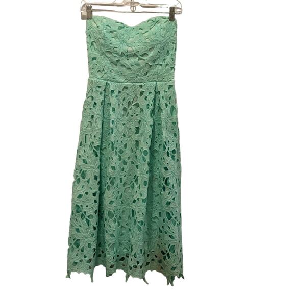 Francesca's Collections Dresses & Skirts - Francesca's Alya Strapless Lace Overlay knee length Mint Green Dress Size Small